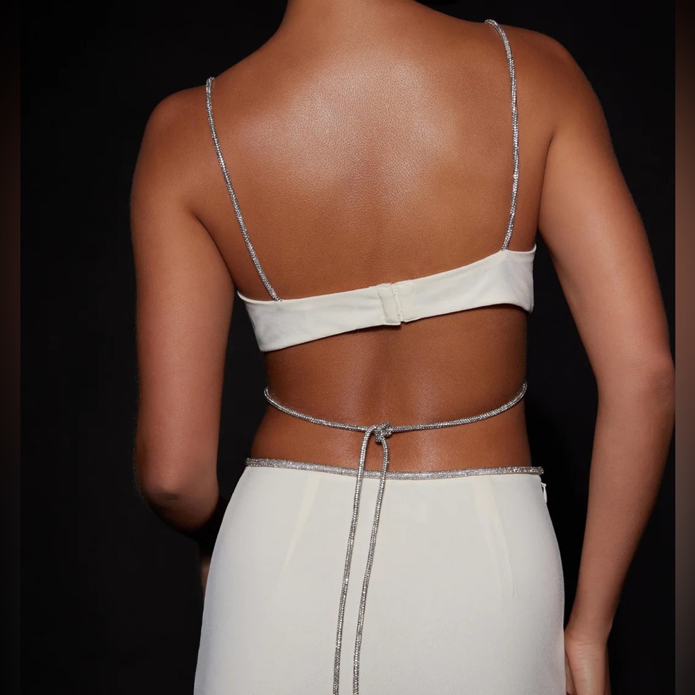Cream Meshki diamante bralette and skirt - Picture 2 of 5